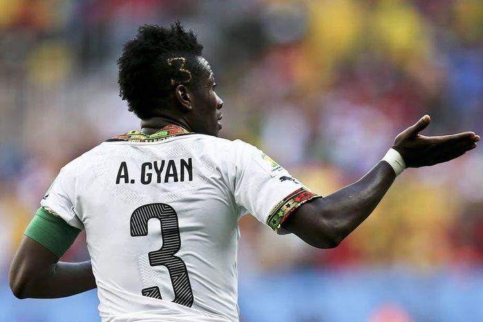 Ghana player Asamoah Gyan celebrates a goal against Portugal during a 2014 FIFA World Cup match in Brazil (Photo: EPA/Jose Sena Goulao)