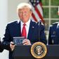 US President Donald Trump (L) with General John Raymond, who will lead the Pentagon's new Space Command