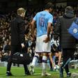 Hamstrung: Rodri (second left) has added to Manchester City's lengthy injury list