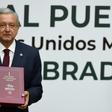 Mexico's President Andres Manuel Lopez Obrador shows his first annual report at the National Palace in Mexico City, on September 1, 2019