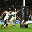 George Ford (C) dives over the line at the death to salvage a remarkable draw for England