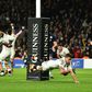 George Ford (C) dives over the line at the death to salvage a remarkable draw for England