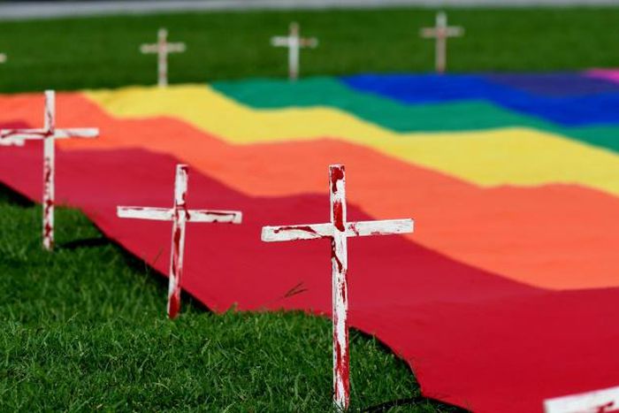 El Salvador has been plagued by hate crimes against gay and trans people, and in 2017 activists erected crosses alongside a rainbow flag in the capital to honour victims