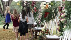 Girls attend the wake of Dawna Ray Langford and two of her children, who were among nine victims killed in an attack authorities have blamed on a drug cartel, at La Mora Ranch in Sonora State, Mexico, on November 7, 2019
