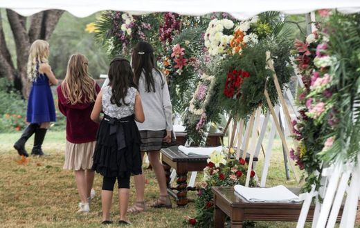 Girls attend the wake of Dawna Ray Langford and two of her children, who were among nine victims killed in an attack authorities have blamed on a drug cartel, at La Mora Ranch in Sonora State, Mexico, on November 7, 2019