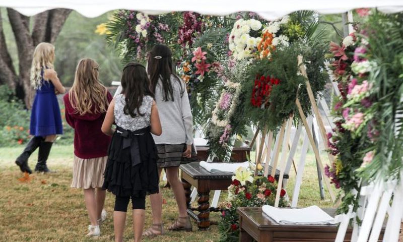 Girls attend the wake of Dawna Ray Langford and two of her children, who were among nine victims killed in an attack authorities have blamed on a drug cartel, at La Mora Ranch in Sonora State, Mexico, on November 7, 2019
