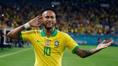 A woman who accused Brazilian football star Neymar -- seen here celebrating after scoring against Colombia during their international friendly football match in Miami, Florida on September 6, 2019 -- of rape is facing extortion and slander charges