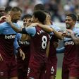 West Ham United forward Andriy Yarmolenko (left) celebrates after scoring against Manchester United