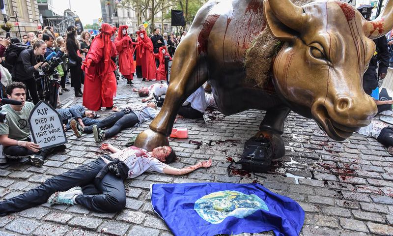 Climate Change Protests: With Fake Blood, Extinction Rebellion Hits N.Y.