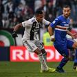 Sampdoria forward Fabio Quagliarella (R) has scored 21 goals in 28 league games to top Serie A ahead of Cristiano Ronaldo