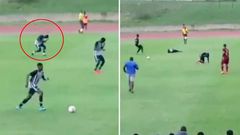 Lightning bolt strikes down two footballers in middle of a game in Jamaica
