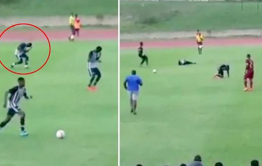 Lightning bolt strikes down two footballers in middle of a game in Jamaica