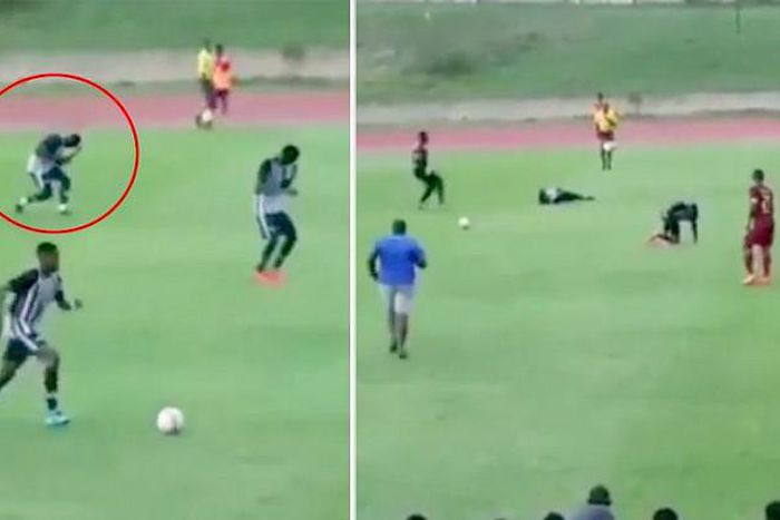 Lightning bolt strikes down two footballers in middle of a game in Jamaica