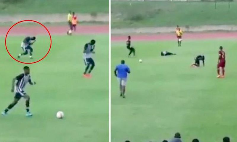 Lightning bolt strikes down two footballers in middle of a game in Jamaica