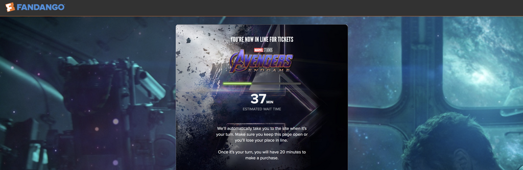 avengers endgame wait screen fandango