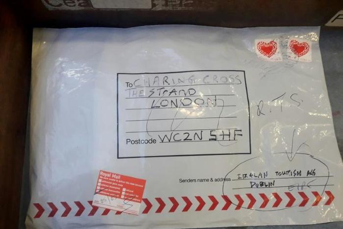 A photo from the Irish Garda shows the suspect package discovered at a postal depot in Limerick, Ireland, which appears to be identical to devices mailed to addresses in Britain in early March 2019 claimed by a group calling itself the "IRA"