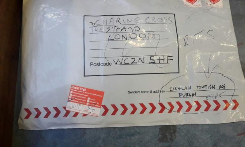 A photo from the Irish Garda shows the suspect package discovered at a postal depot in Limerick, Ireland, which appears to be identical to devices mailed to addresses in Britain in early March 2019 claimed by a group calling itself the "IRA"