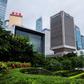 This general view shows the PLA Forces Hong Kong Building