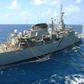 Handout picture released June 9, 2009 by the Brazilian Navy showing a huge part of the tailfin (L) of the Air France A330 aircraft that crashed June 1 during midflight over the Atlantic ocean, carried aboard Brazilian frigate Constituicao. The decision...