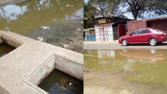 Waste water from the system seeps through the streets of Tema