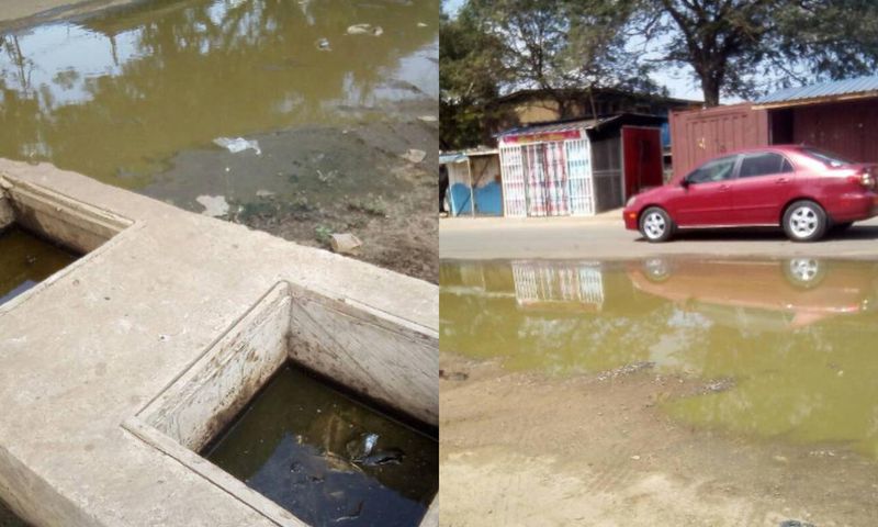 Waste water from the system seeps through the streets of Tema
