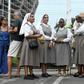 Nuns queue for the canoninization ceremony of Brazil's first female saint in Salvador, Bahia, October 20, 2019