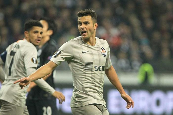 Brazil-born Junior Moraes (pictured February 2019) made his Ukraine debut as a substitute in the goalless Group B draw with Portugal after receiving citizenship from the country a few days previously