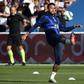 Neymar warming up for his first PSG start in four months