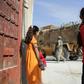 Turkish soldiers patrol the northern Syrian Kurdish town of Tal Abyad near the Turkish border on Wednesday