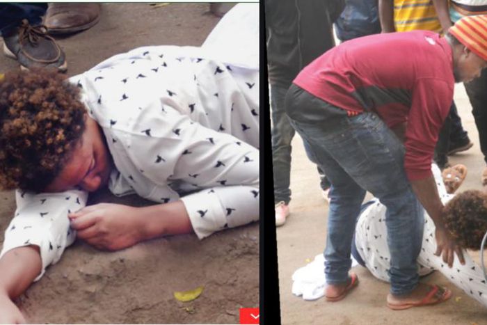 Woman collapses while begging a married man to be her boyfriend (photos)