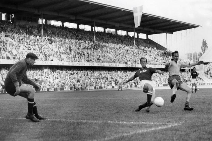 Lev Yashin kept goal for the Soviet Union at the 1958 World Cup in Sweden. He played in two more World Cups and was in the squad in 1970