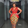 Ghanaian actress, Joselyn Dumas looking stunning in a beautiful dress and hair piece.
