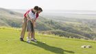 Actor Michael Peña Golfs with His 10-Year-Old Son