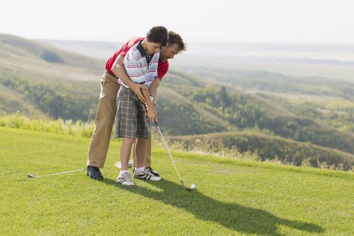 Actor Michael Peña Golfs with His 10-Year-Old Son