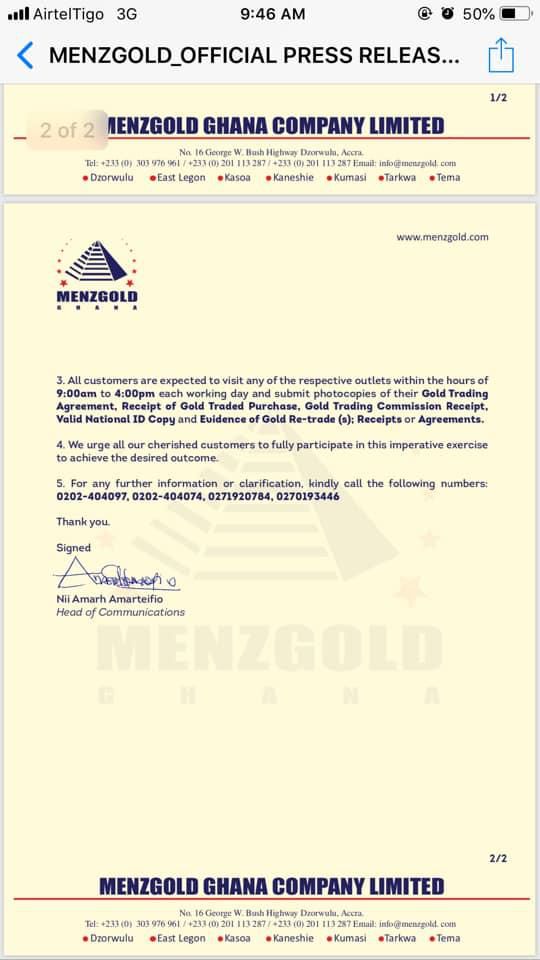 Menzgold to begin validating customers ahead of payment