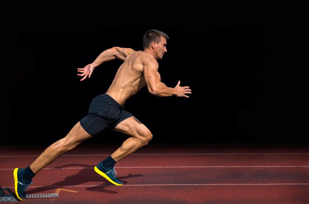 Off the Blocks, Athlete Practicing Start on 100m Sprint