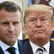 French President Emmanuel Macron (C) plans to meet separately at the UN General Assembly in New York with his Iranian and US counterparts, Hassan Rouhani (L) and Donald Trump