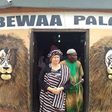 Heather Cameron coming out of the Gbewaa Palace at Yendi