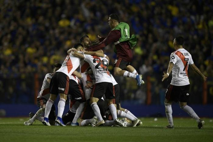Argentine holders River Plate (players pictured October 22, 2019) will face Brazilian giants Flamengo after Chile confirmed the football showpiece Libertadores will go ahead