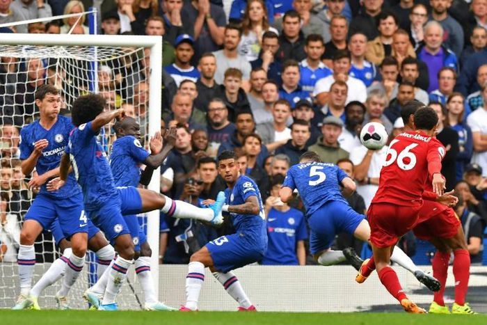 Liverpool defender Trent Alexander-Arnold opens the scoring at Chelsea