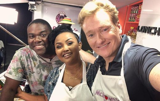 Nana Ama McBrown and Conan O'Brien on McBrown's Kitchen