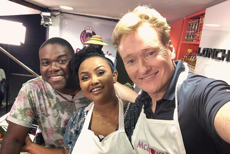 Nana Ama McBrown and Conan O'Brien on McBrown's Kitchen