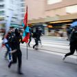 Sunday's violence was less sustained than Saturday when police and protesters fought hours of cat and mouse battles