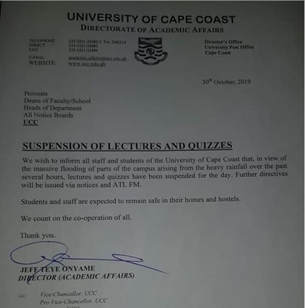 UCC suspend lectures