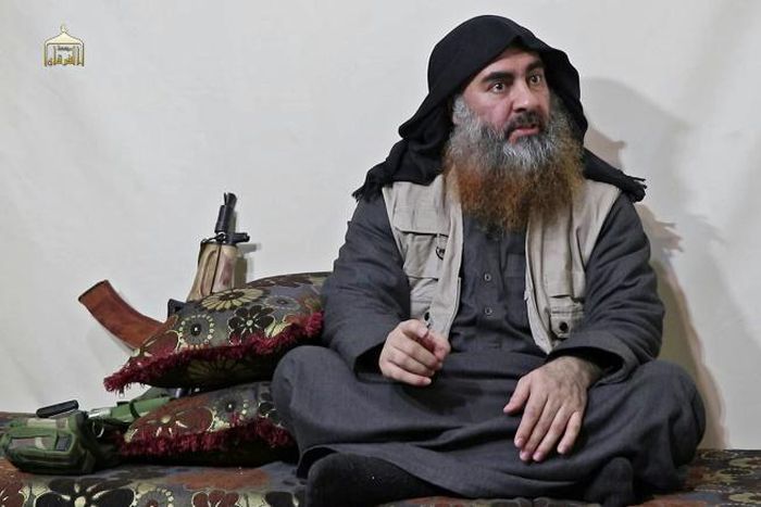 Late Islamic State group leader Abu Bakr al-Baghdadi is seen in a video released in April 2019 by Al-Furqan media