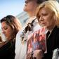 The mother (right) of Johanna, who was stabbed to death by her partner in front of their three children, attended a rally against domestic violence in Le Havre, northwest France