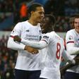 Liverpool celebrate their late fightback at Aston Villa