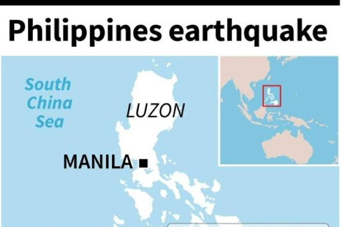 Map locating a 6.5 magnitude earthquake which hit the southern Philippines on Thursday.