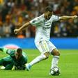 Real Madrid's Belgian forward Eden Hazard beat Galatasaray goalkeeper Fernando Muslera but then hit the crossbar