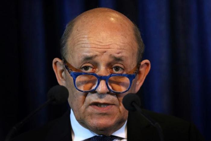 French Foreign Minister Jean-Yves Le Drian, seen here in October 2019, had proposed a meeting of the coalition to defeat the Islamic State group as the United States announced the pullout of troops from Syria